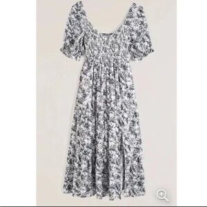 Abercrombie & Fitch Cotton Floral Navy Blue White Women's Dress
